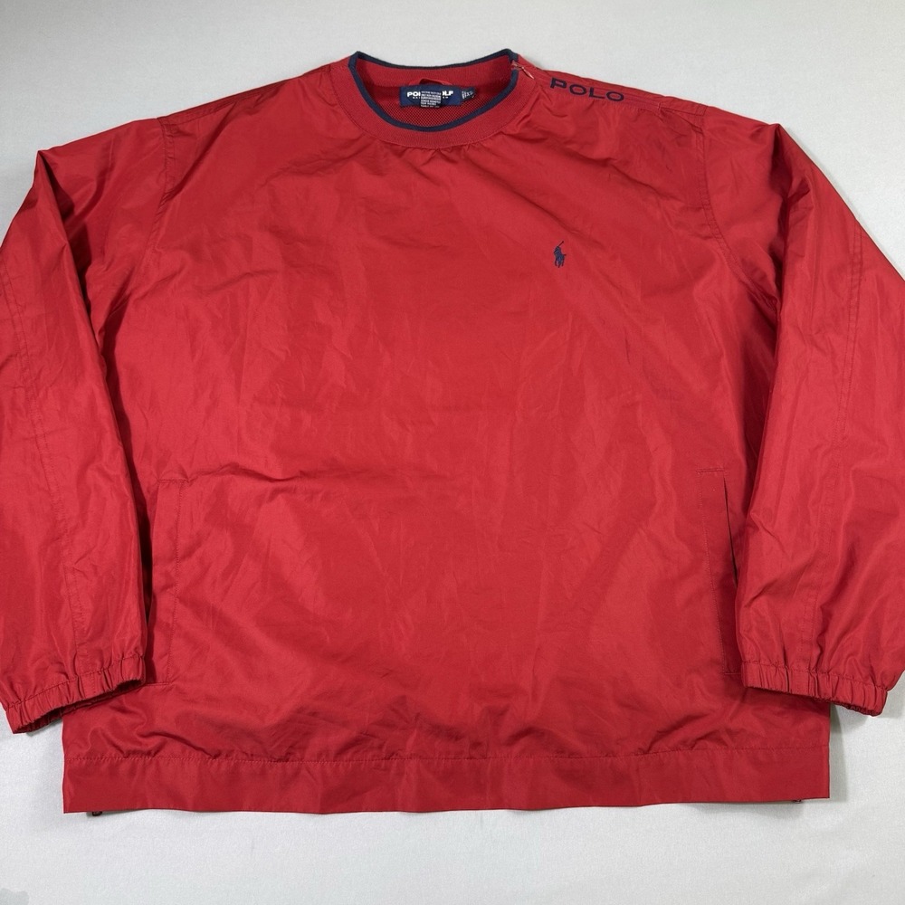VTG Ralph Lauren POLO GOLF Spellout Pullover Mens XL Red Windbreaker Jacket EUC
